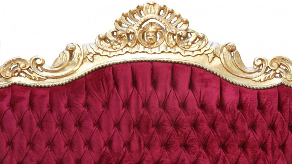 Barock Wohnzimmer Set Master Bordoaux Rot/ Gold - 3er Sofa+2er Sofa + 1 Sessel - Möbel Interior