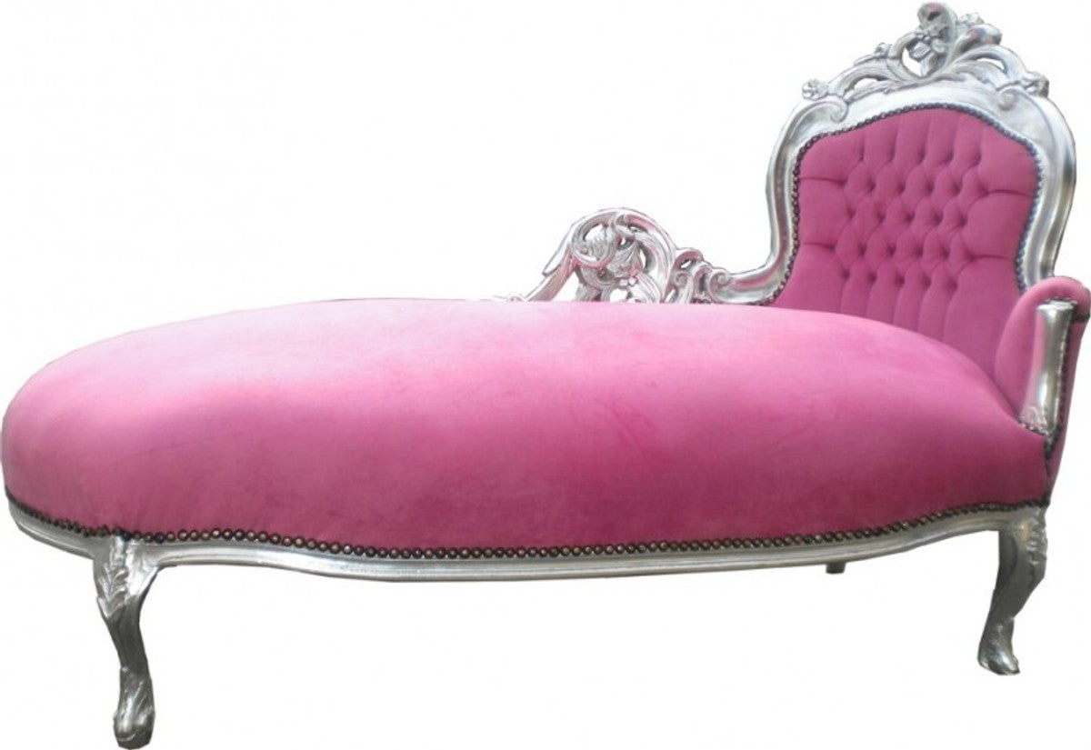Barock Chaiselongue Rosa/Silber Mod2