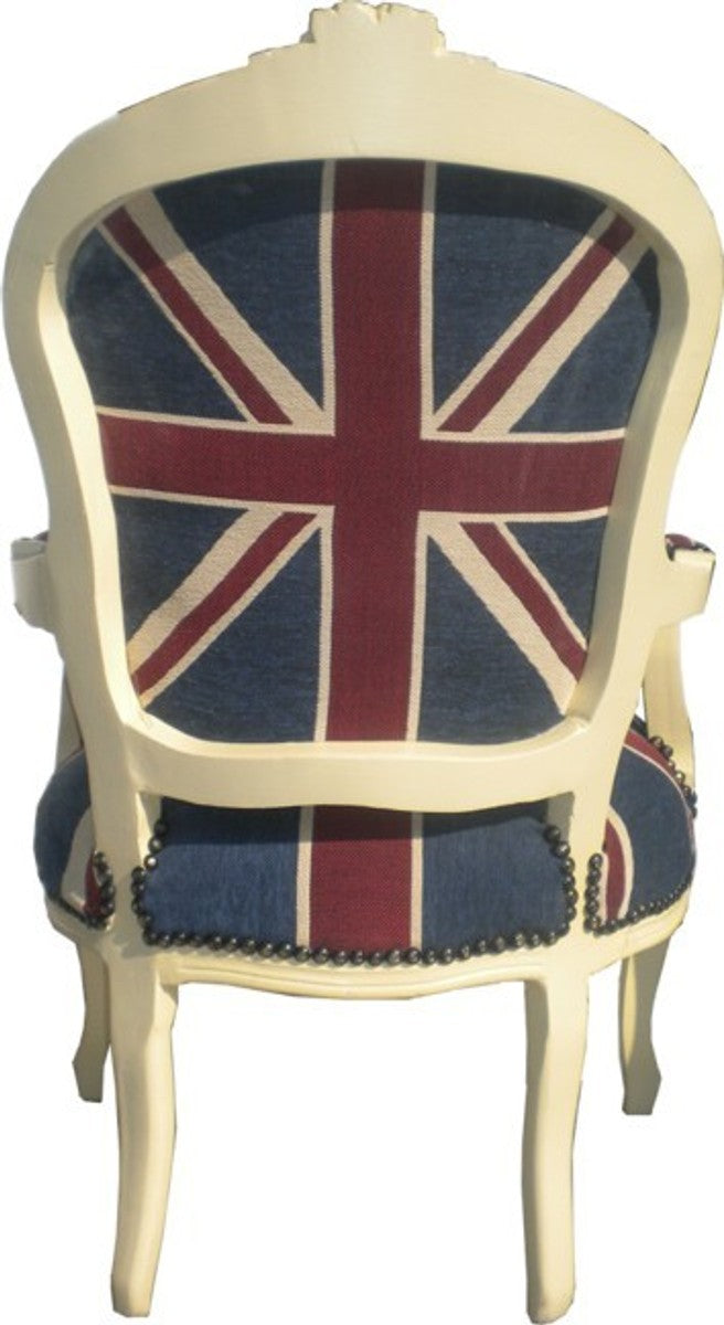 Barock Salon Stuhl Union Jack Design / Creme