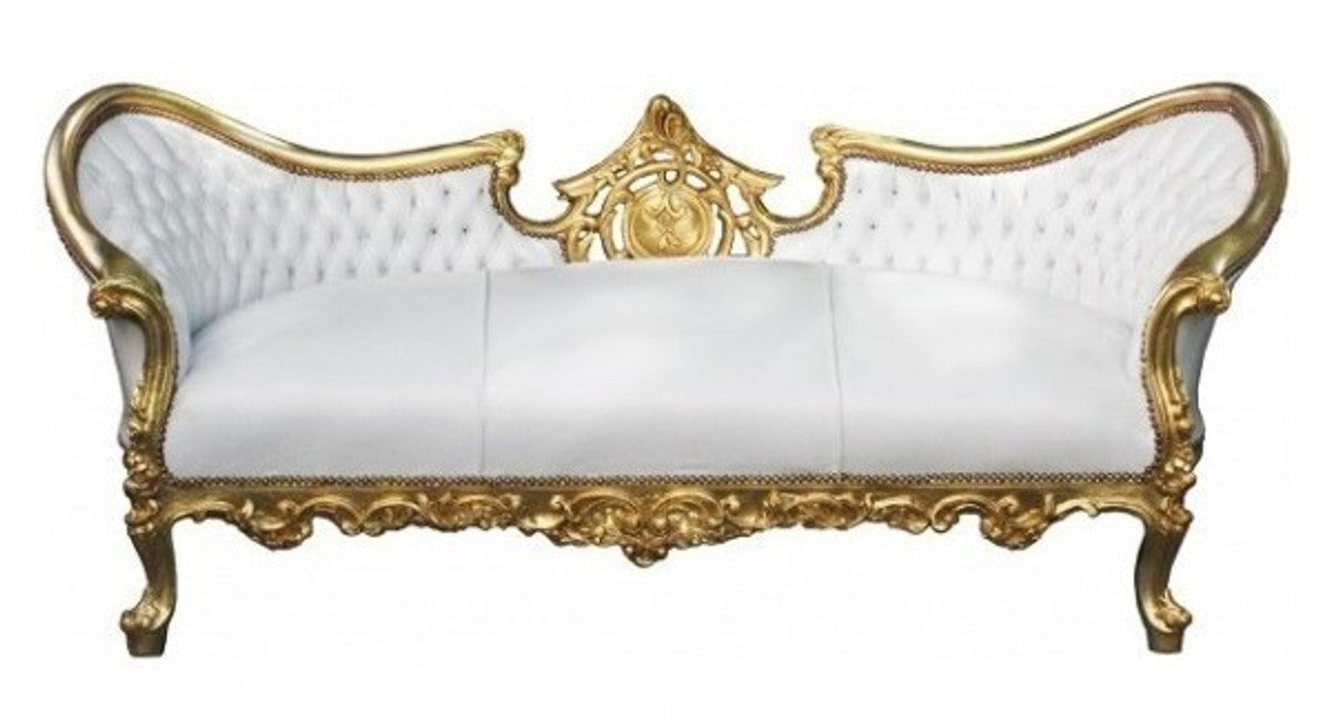 Barock Sofa Vampire Weiß/Gold - Limited Edition - Lounge Couch