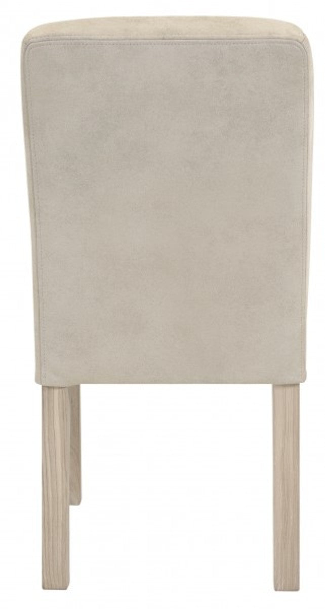 Designer Esszimmer Stuhl ModEF 35 Beige Leder - Hotelmöbel - Holz Buche
