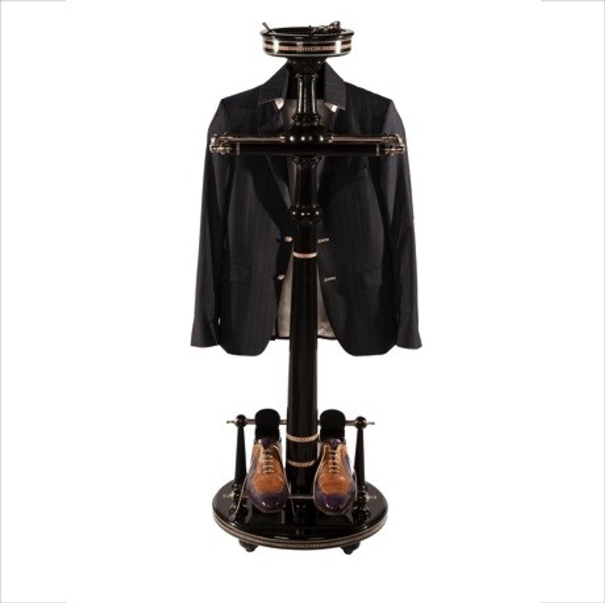 Designer Luxus Garderoben Ständer New York Banker Stil - Schwarz- Dressboy - Kleiderständer Anzugständer - Barock Empire Art Deco Jugendstil Biedermeier