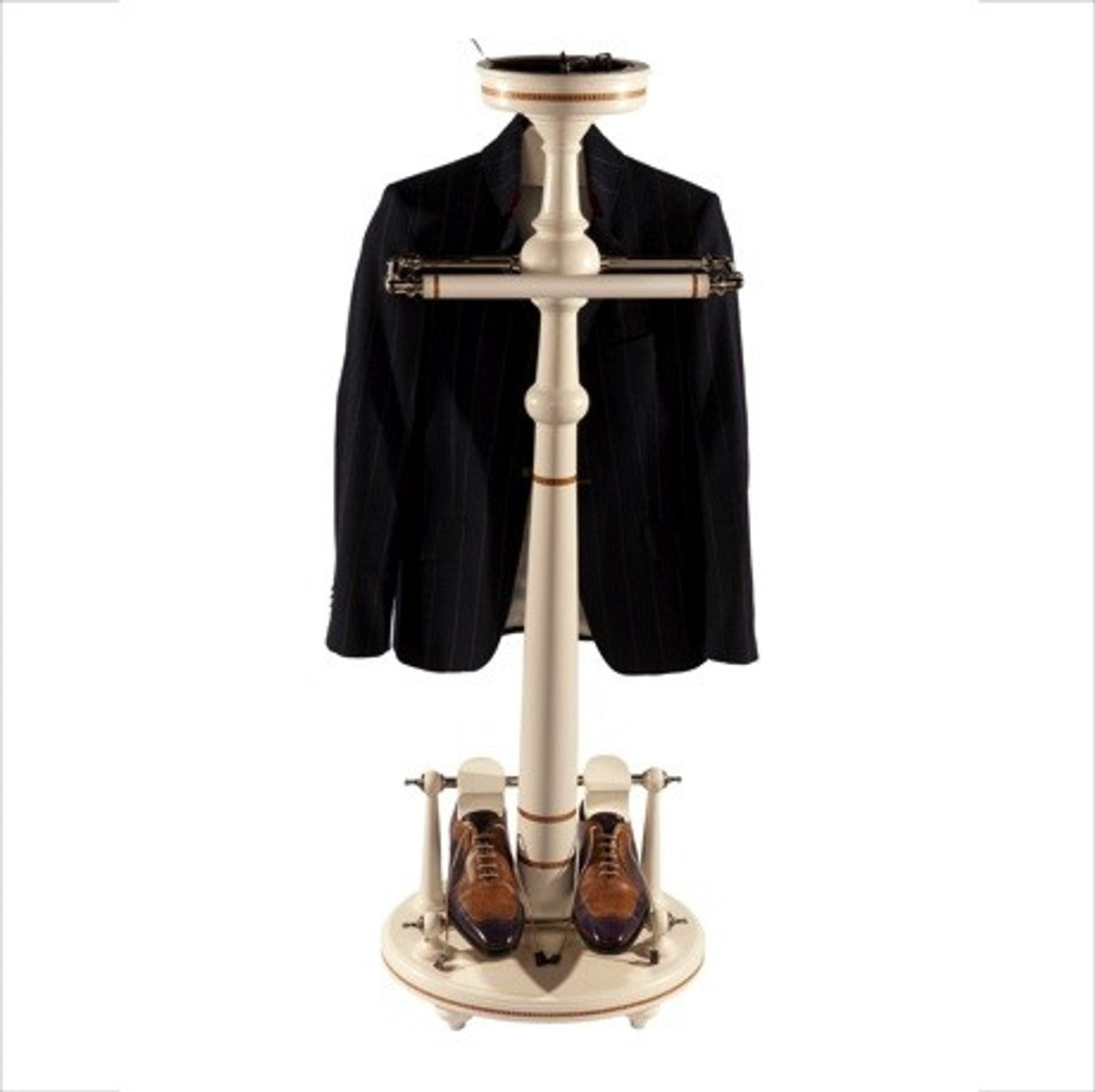 Designer Luxus Garderoben Ständer New York Banker Stil - Weiss- Dressboy - Kleiderständer Anzugständer - Barock Empire Art Deco Jugendstil Biedermeier