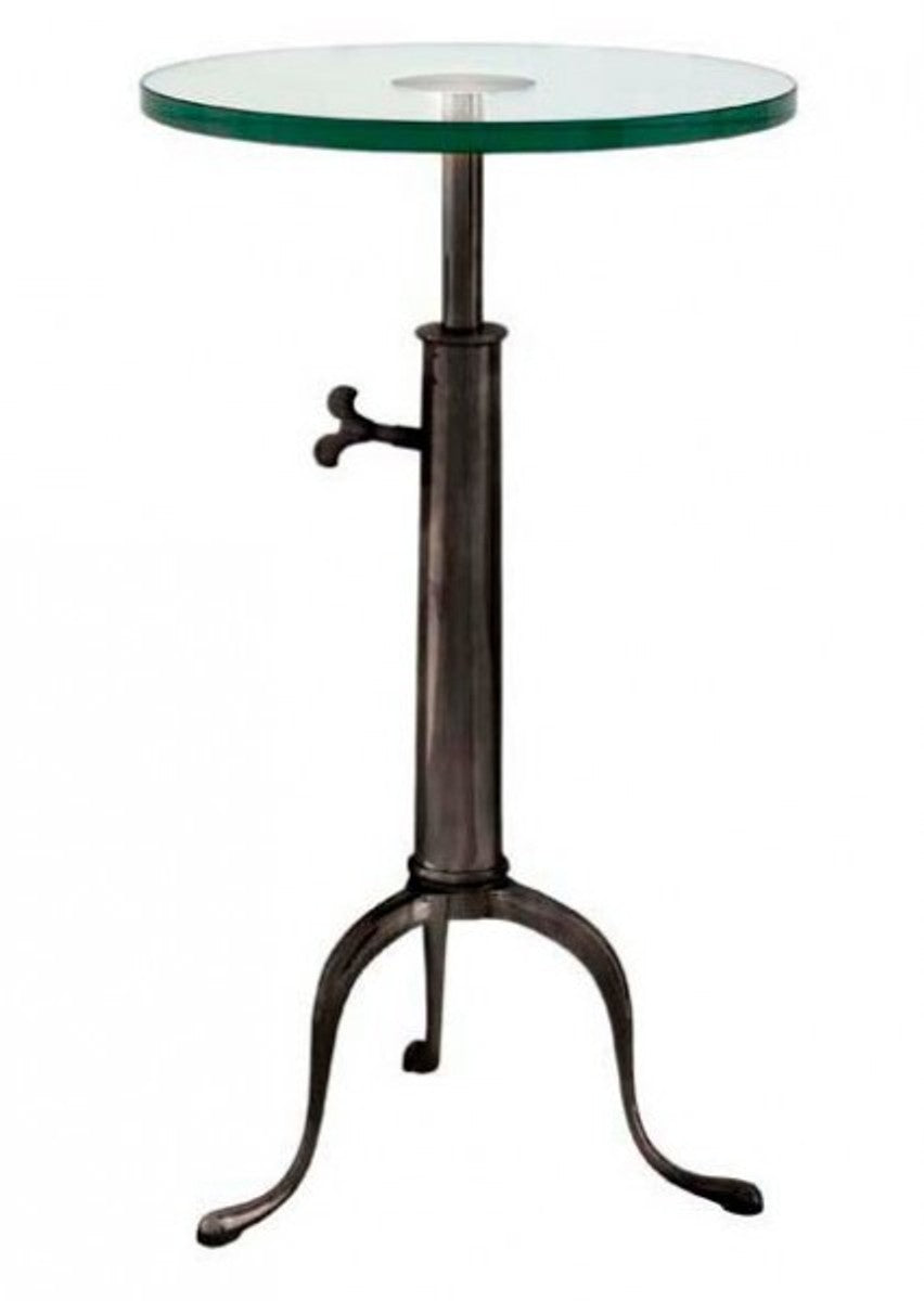 Designer Luxus Industrial Design Beistelltisch Höhenverstellbar Bronzefarben Höhe: 63 - 76 cm, Durchmesser 40 cm - Edelstahl Tisch - Telefontisch Industrie Design - Luxus Qualität