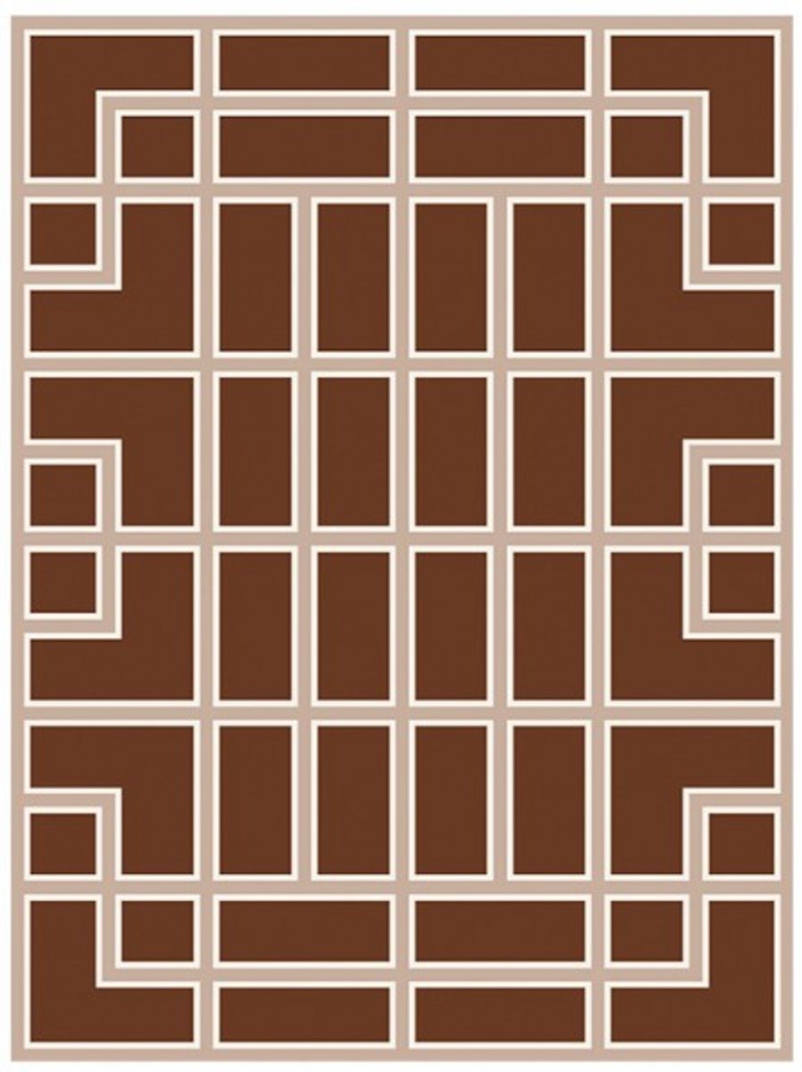 Wunderschöner Luxus Teppich aus 100% Neuseeland-Wolle mit Mäander Muster, Braun / Creme, Samtweich 300 x 400 cm - Hochwertige Qualität