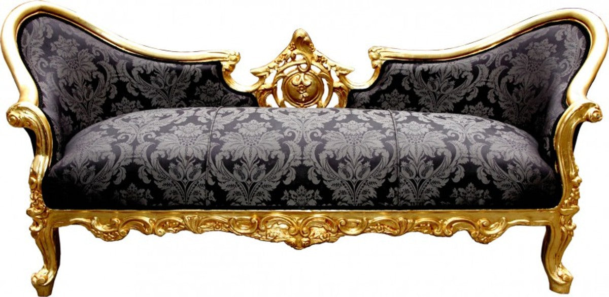 Barock Sofa Vampire Schwarz Muster / Gold - Möbel