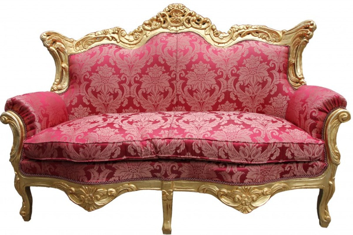 Barock 2er Sofa Master Bordeaux Muster/ Gold 2Mod - Wohnzimmer Couch Möbel Lounge