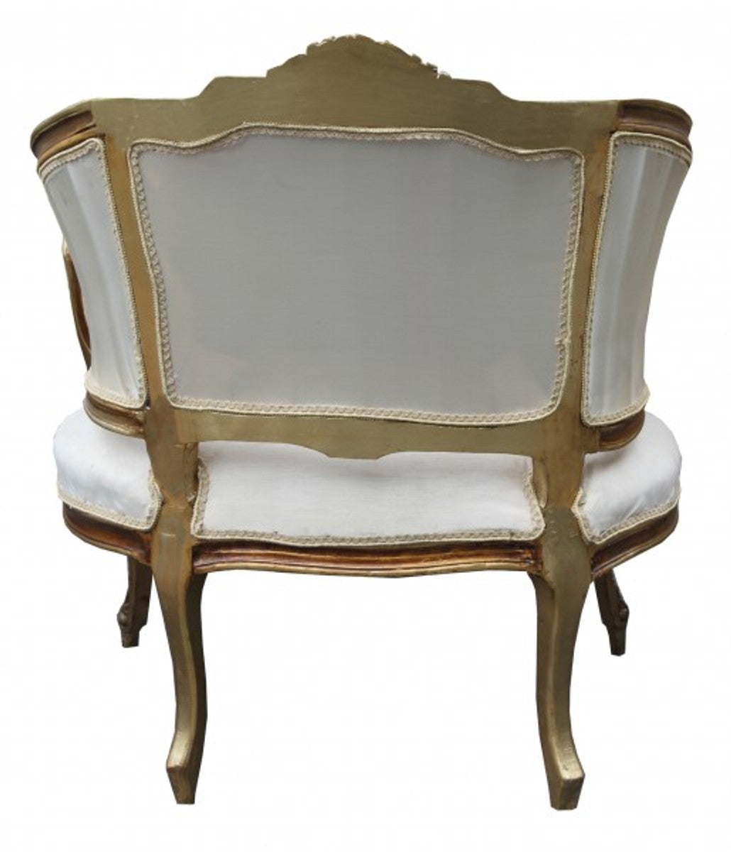 Barock Salon Sessel Creme/ Gold/Brown - Cocktailsessel