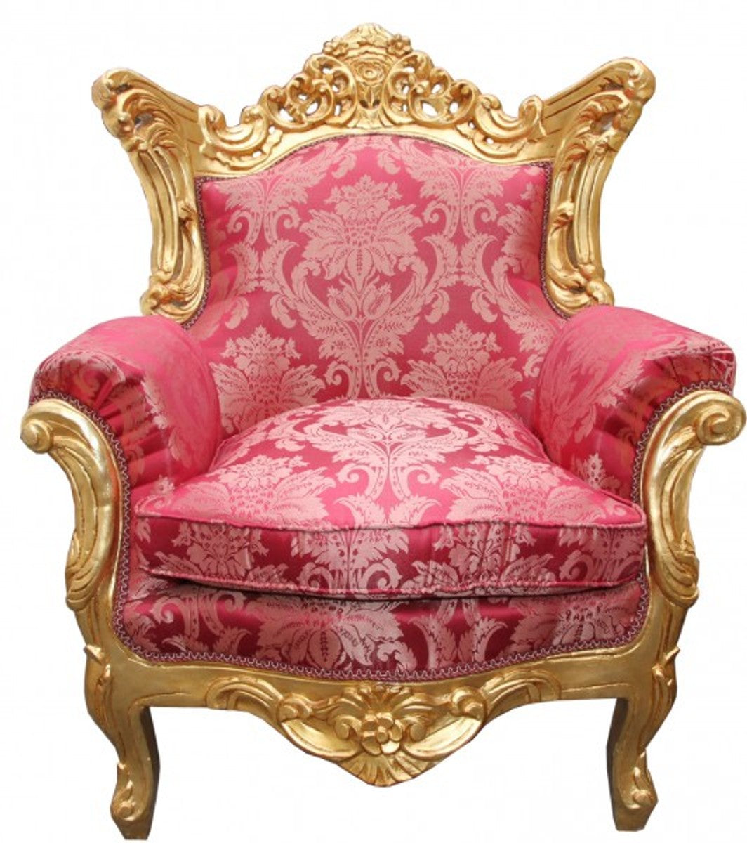 Barock Wohnzimmer Set Bordeaux Muster/Gold - 3er Sofa+2er Sofa + 1 Sessel