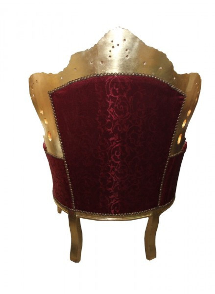 Barock Sessel King Bordeaux Musterstoff / Gold - Barock Möbel