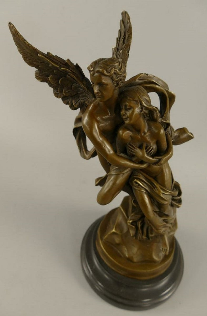 Jugendstil Bronze Deko Figur Armor & Psyche Bronze / Schwarz H. 31 cm