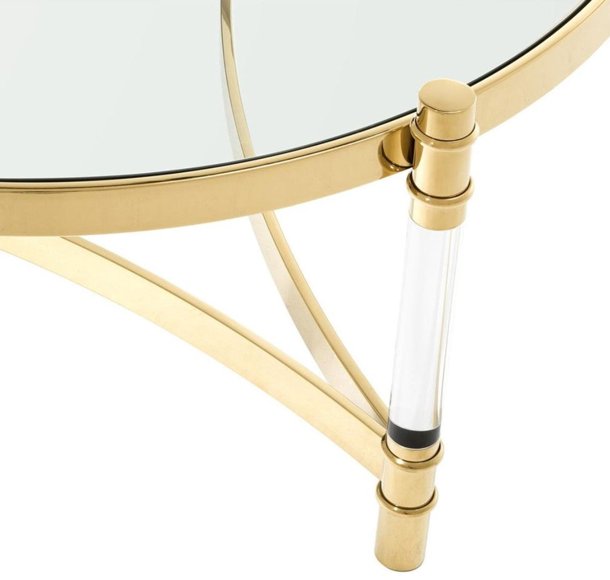 Couchtisch / Wohnzimmertisch Gold Ø 104 x H. 43 cm - Luxus Wohnzimmermöbel