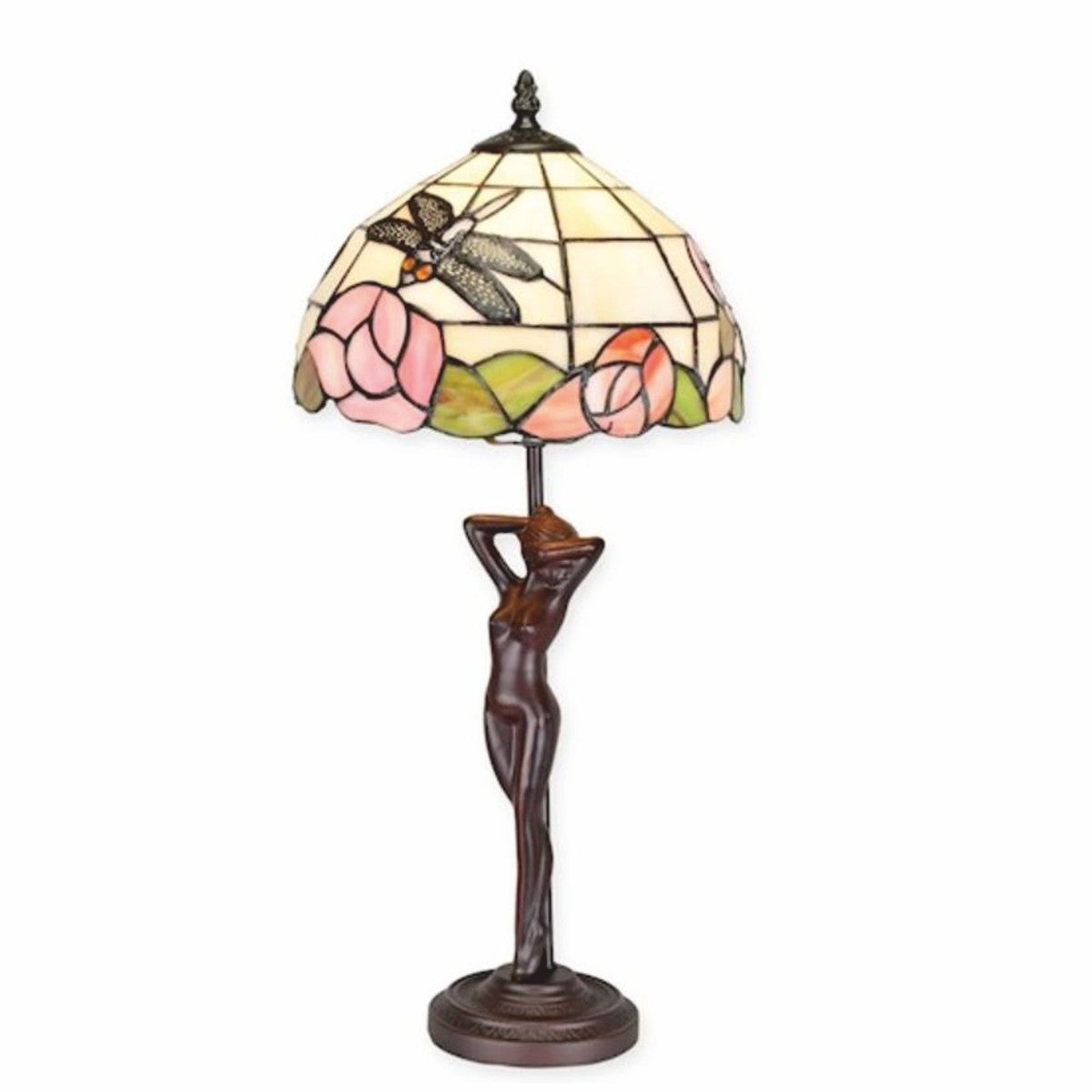 Art Deco Tiffany Tischleuchte Braun / Bunt H. 55 cm - Tiffany Leuchten