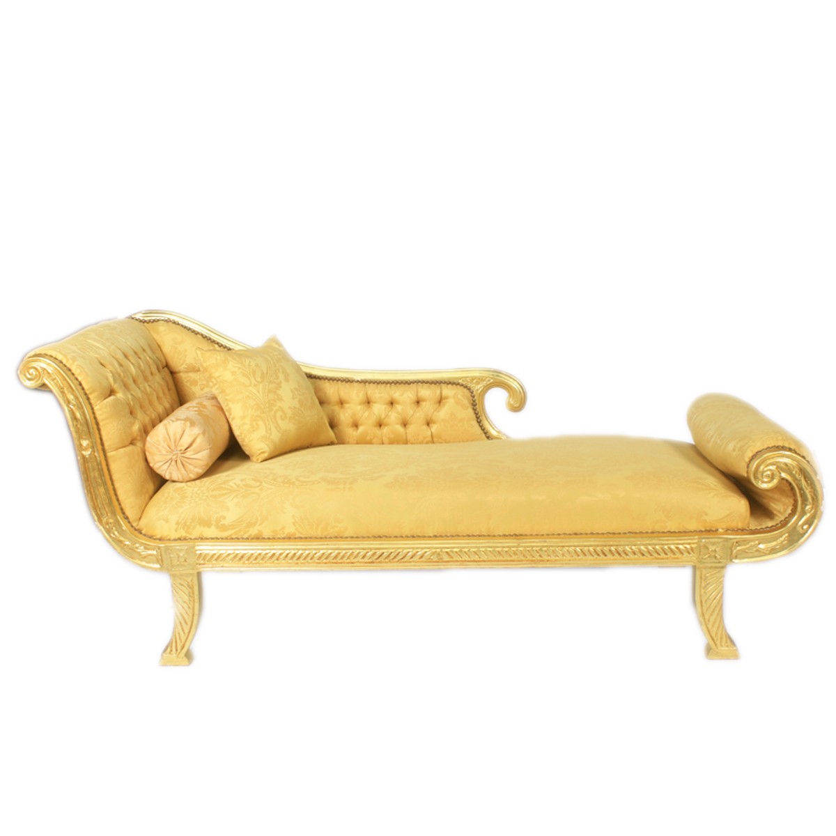 Barock Chaiselongue Modell XXL Gold Muster / Gold Linke Seite - Antik Stil - Liege Wohnzimmer Möbel