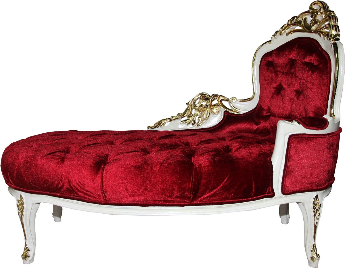 Barock Damen Chaiselongue Bordeaux/Creme/Gold B 125 cm - Barock Möbel - Limited Edition