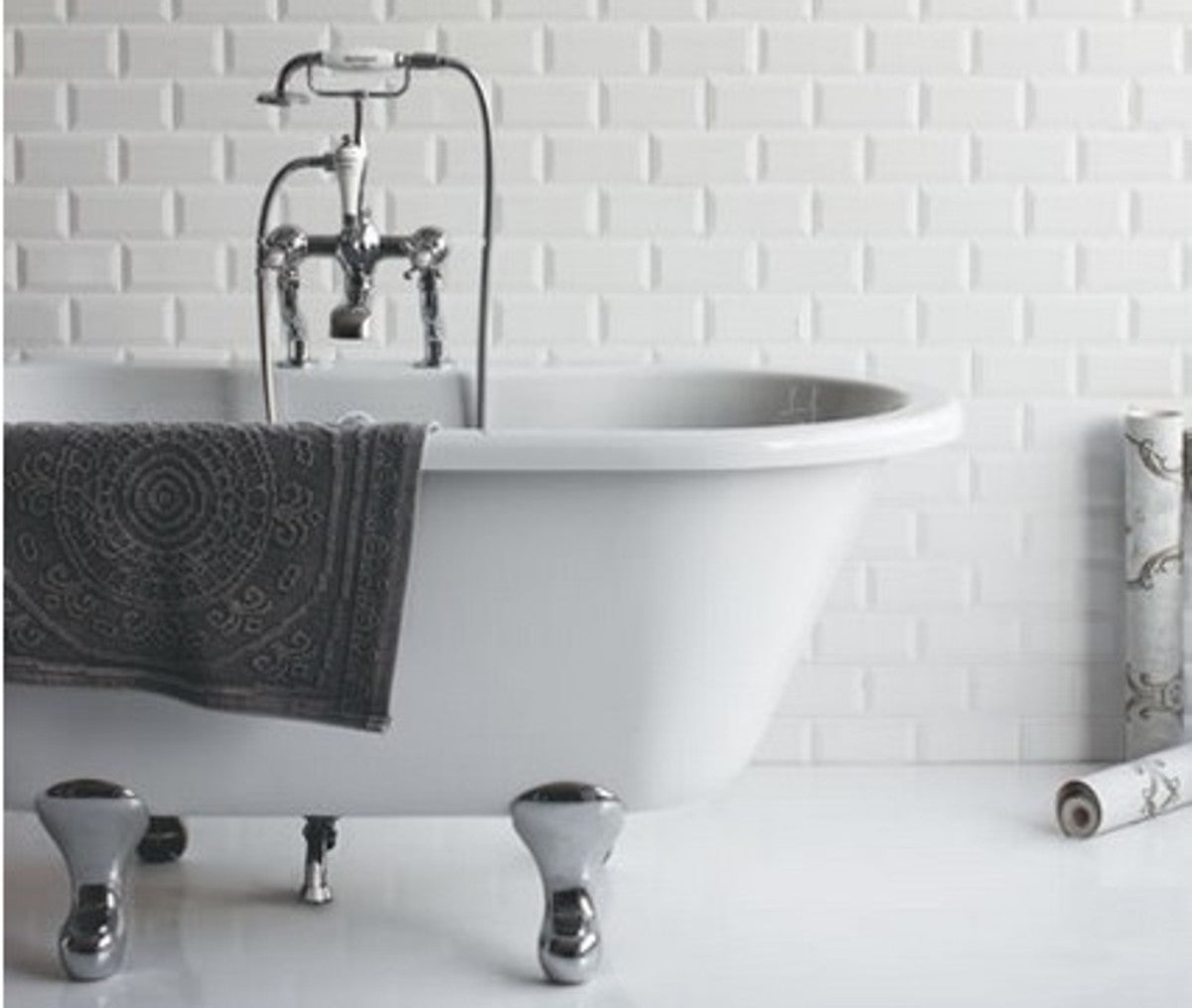 Jugendstil Badewanne Naturstein freistehend 1700mm BBlan Weiß - Freistehende Retro Antik Badewanne