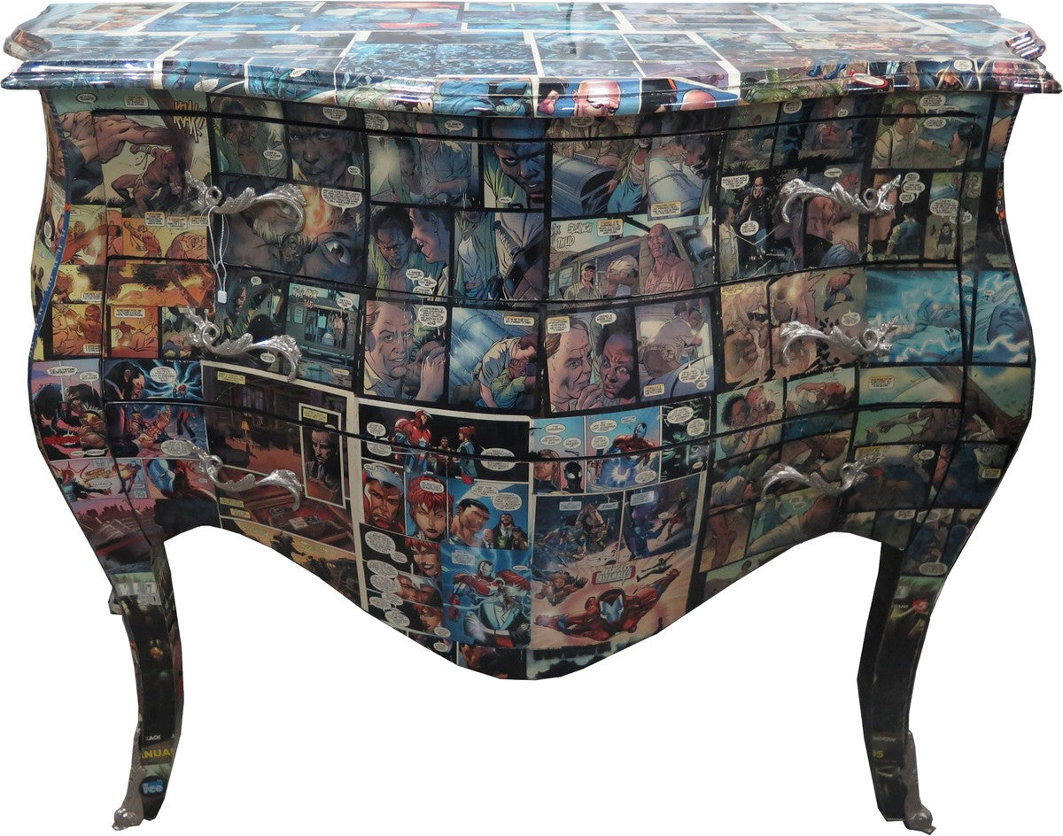 Barock Kommode Comic Design 100 cm - Handgefertigt aus Massivholz- Limited Edition