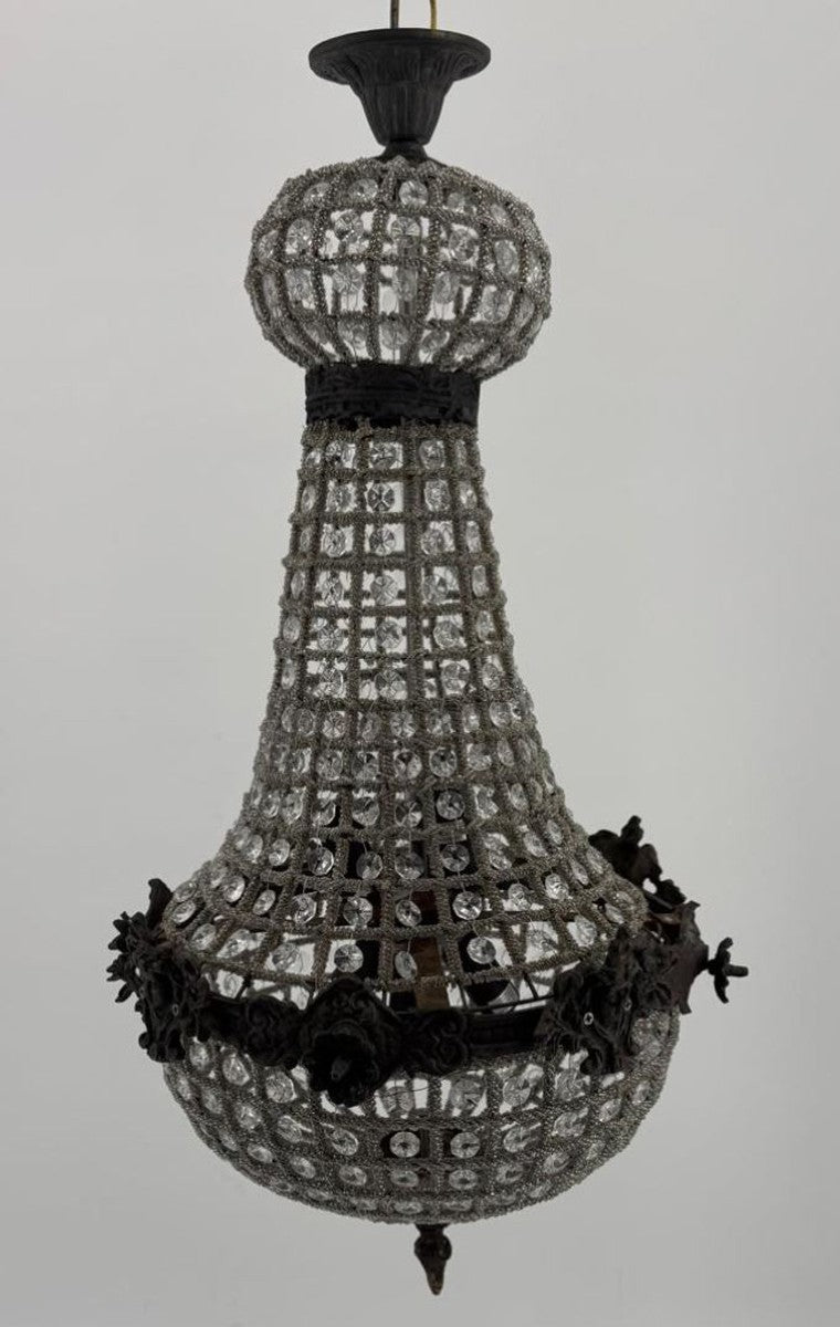 Barock Kristall Kronleuchter Oxidiert H. 70 cm - Barock Leuchten