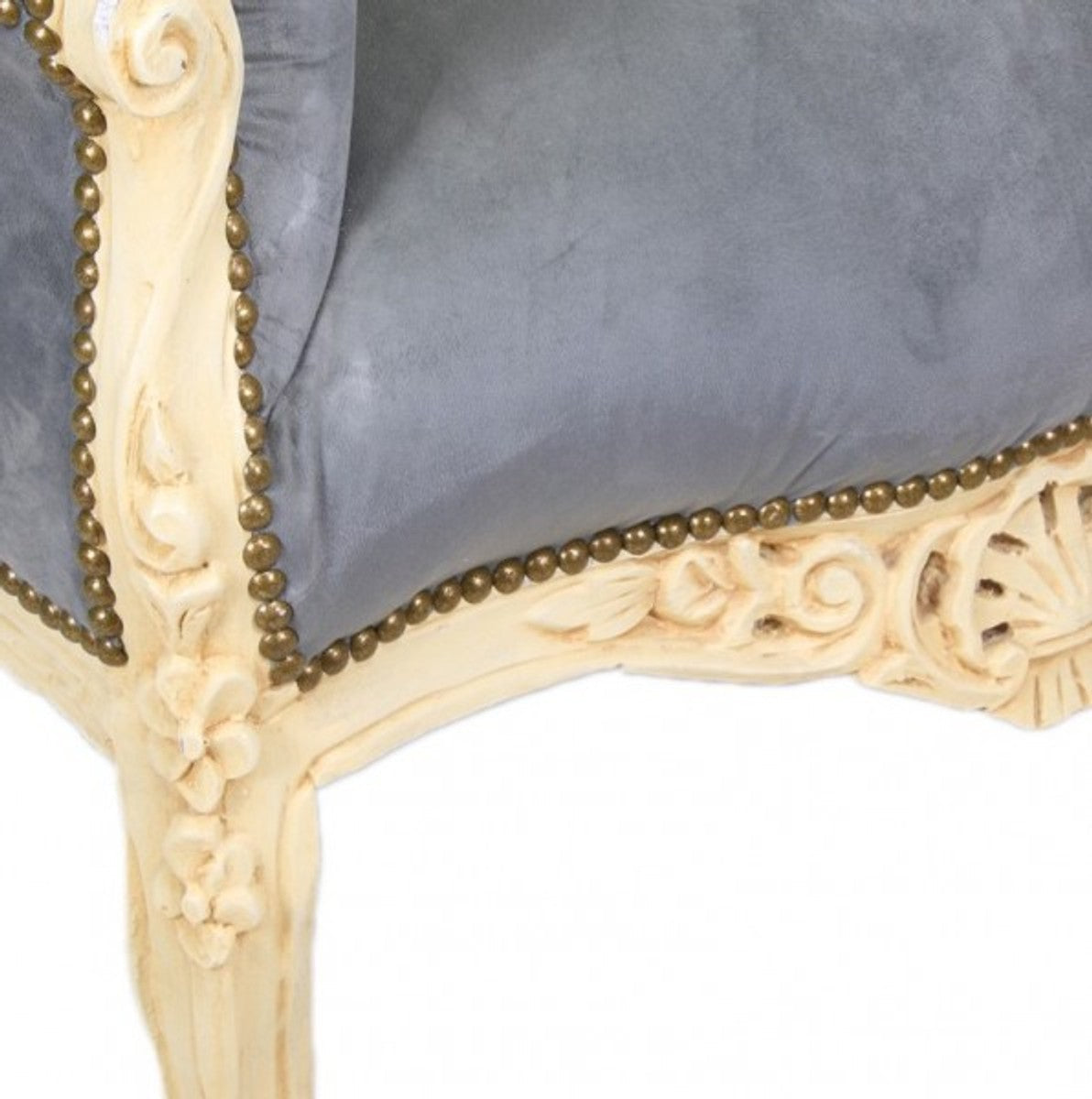 Barock Sessel King Grau / Antik Stil Creme - Möbel