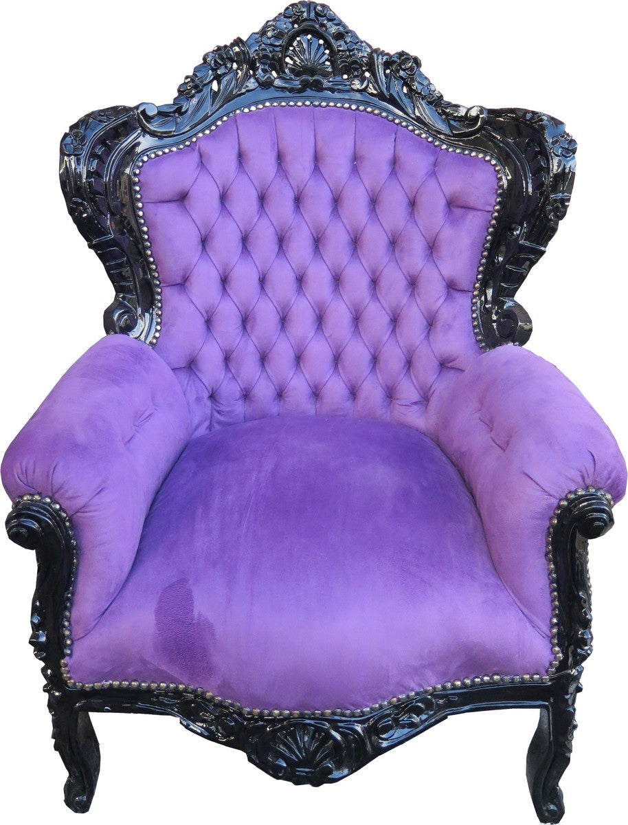 Barock Sessel King Lila / Schwarz