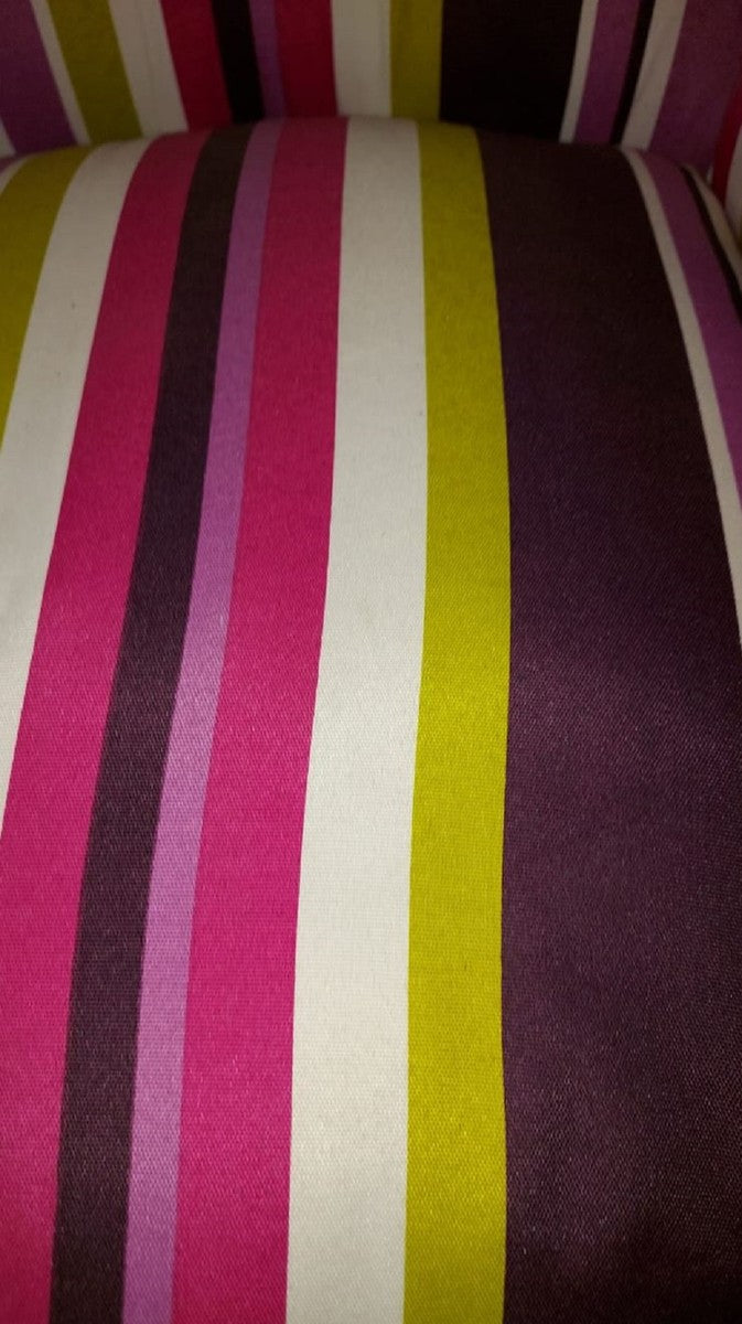 Barock Sessel mit Streifen Mehrfarbig / Silber - Handgefertigter Massivholz Wohnzimmer Sessel - Antik Stil Wohnzimmer Sessel - Barock Wohnzimmer Möbel - Ausstellungsstück!