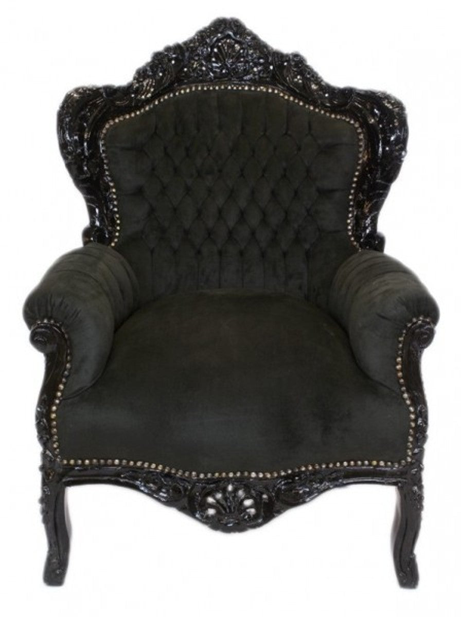 Barock Wohnzimmer Set King Schwarz / Schwarz - 2er Sofa + 2 Sessel