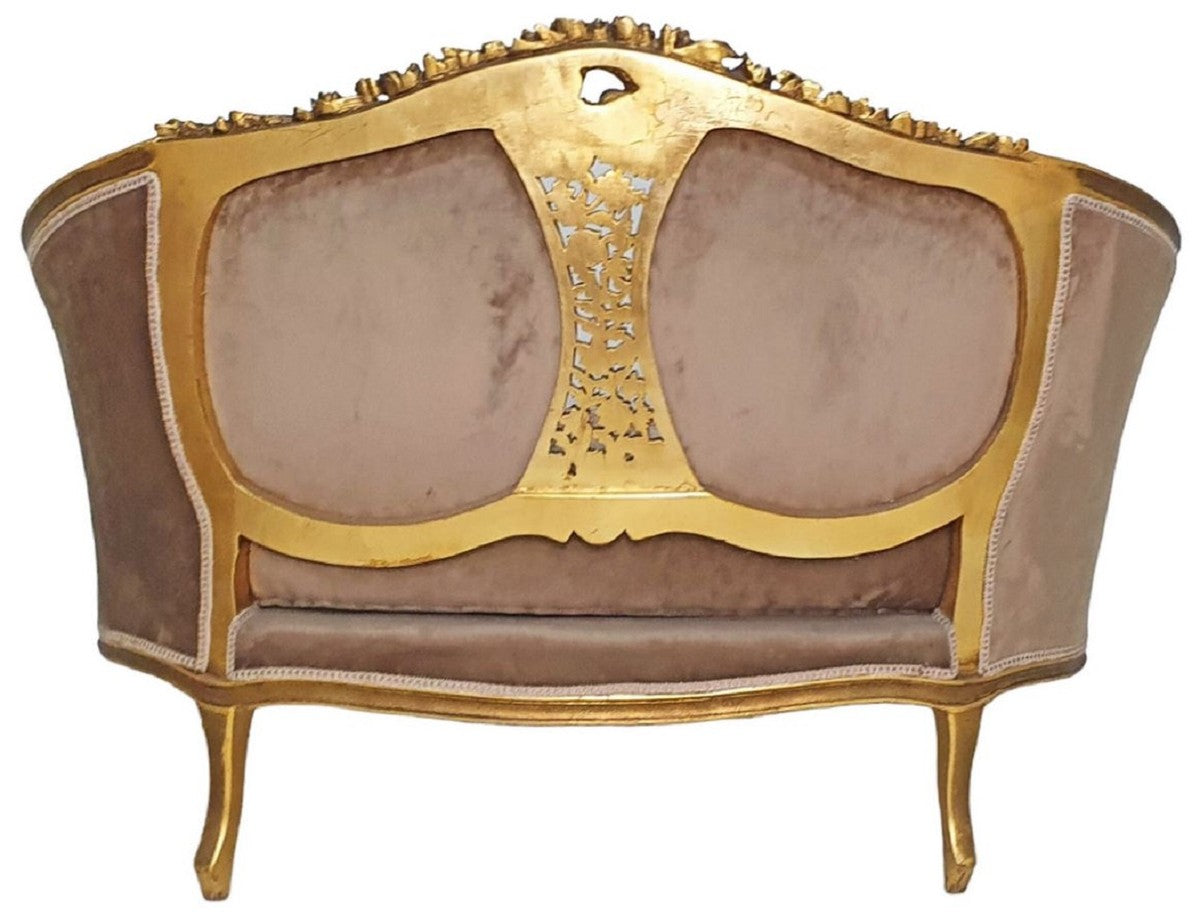 Barock Sofa Braun / Mehrfarbig / Antik Gold - Prunkvolles Wohnzimmer Sofa im Barockstil - Wohnzimmer Möbel im Barockstil - Barock Möbel - Barock Einrichtung