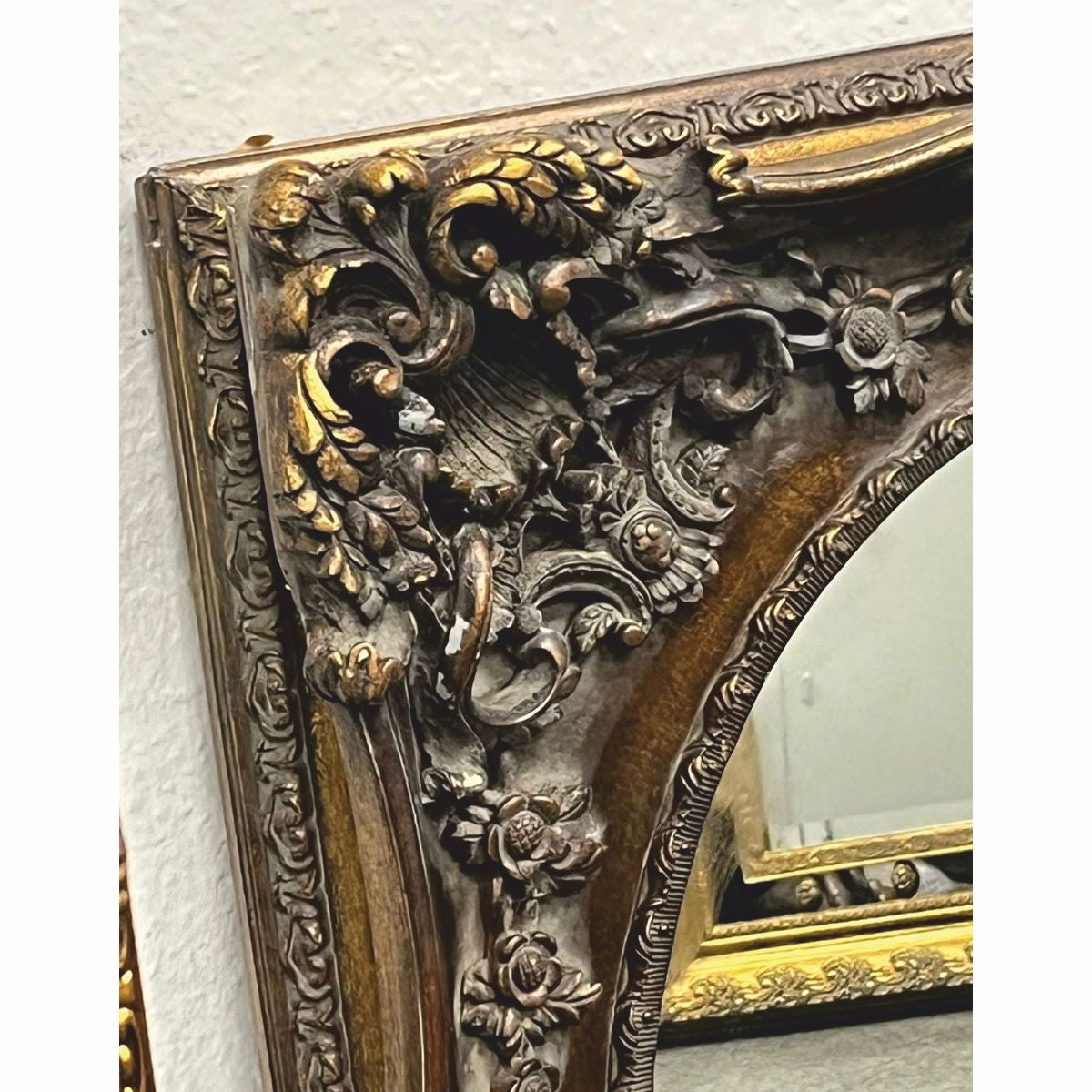 Barock Spiegel Antik Gold / Grau H. 88 cm - Barockstil Möbel