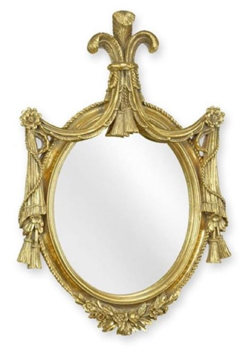 Barock Spiegel Gold 29,2 x H. 43,4 cm - Prunkvoller Barockstil Kunstharz Wandspiegel - Barock Möbel - Edel & Prunkvoll