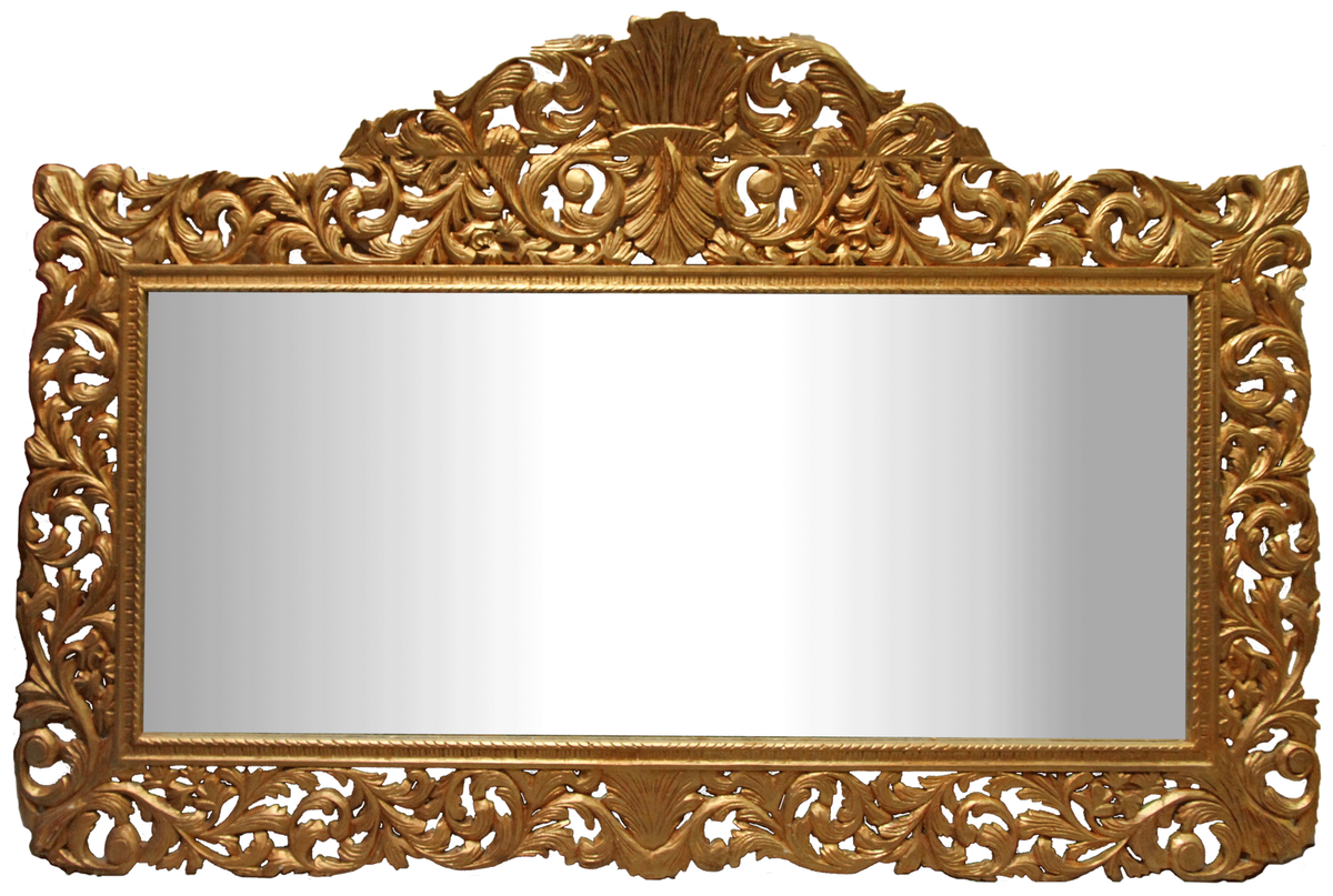 Barock Wandspiegel Gold 290 x H. 160 cm - Handgeschnitzter Garderoben Spiegel - Barock Möbel