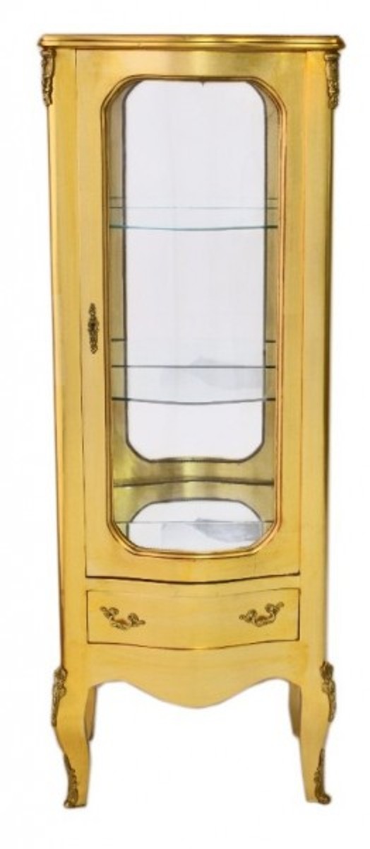 Barock Vitrine Gold 130 cm - Vitrinenschrank - Wohnzimmerschrank