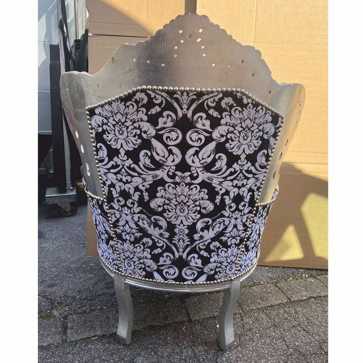 Barock Wohnzimmer Sessel Schwarz / Weiß / Silber - Prunkvolle Barock Möbel