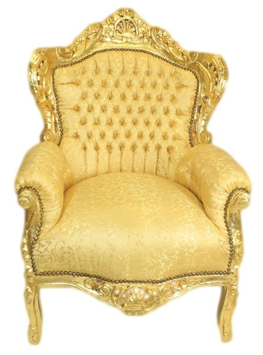 Barock Wohnzimmer Set Gold Muster / Gold - 3er Sofa + 2 Sessel