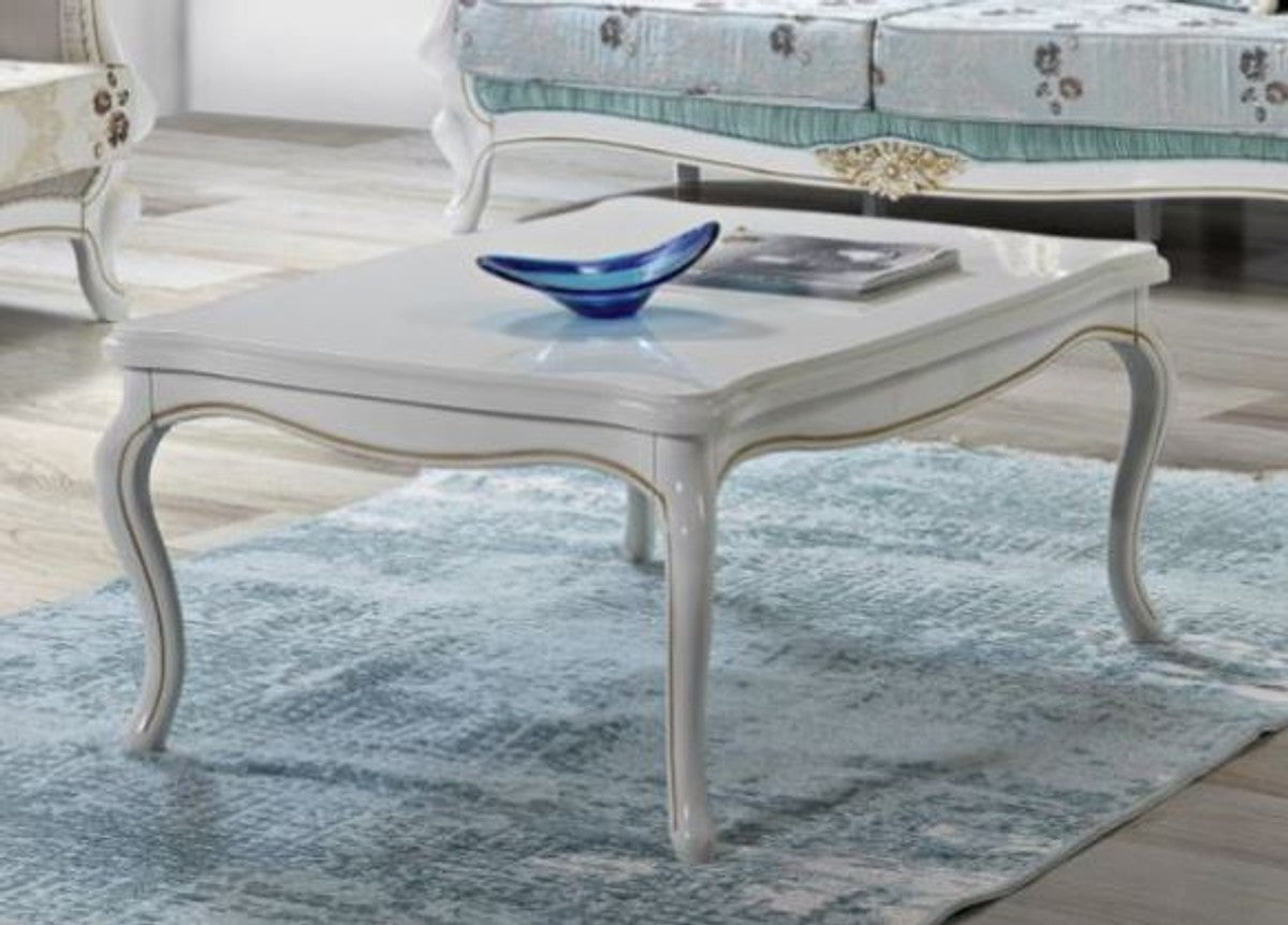 Barock Wohnzimmer Set Hellgrün / Hellgrau / Weiß / Gold - 2 Sofas & 2 Sessel & 1 Couchtisch - Wohnzimmer Möbel im Barockstil