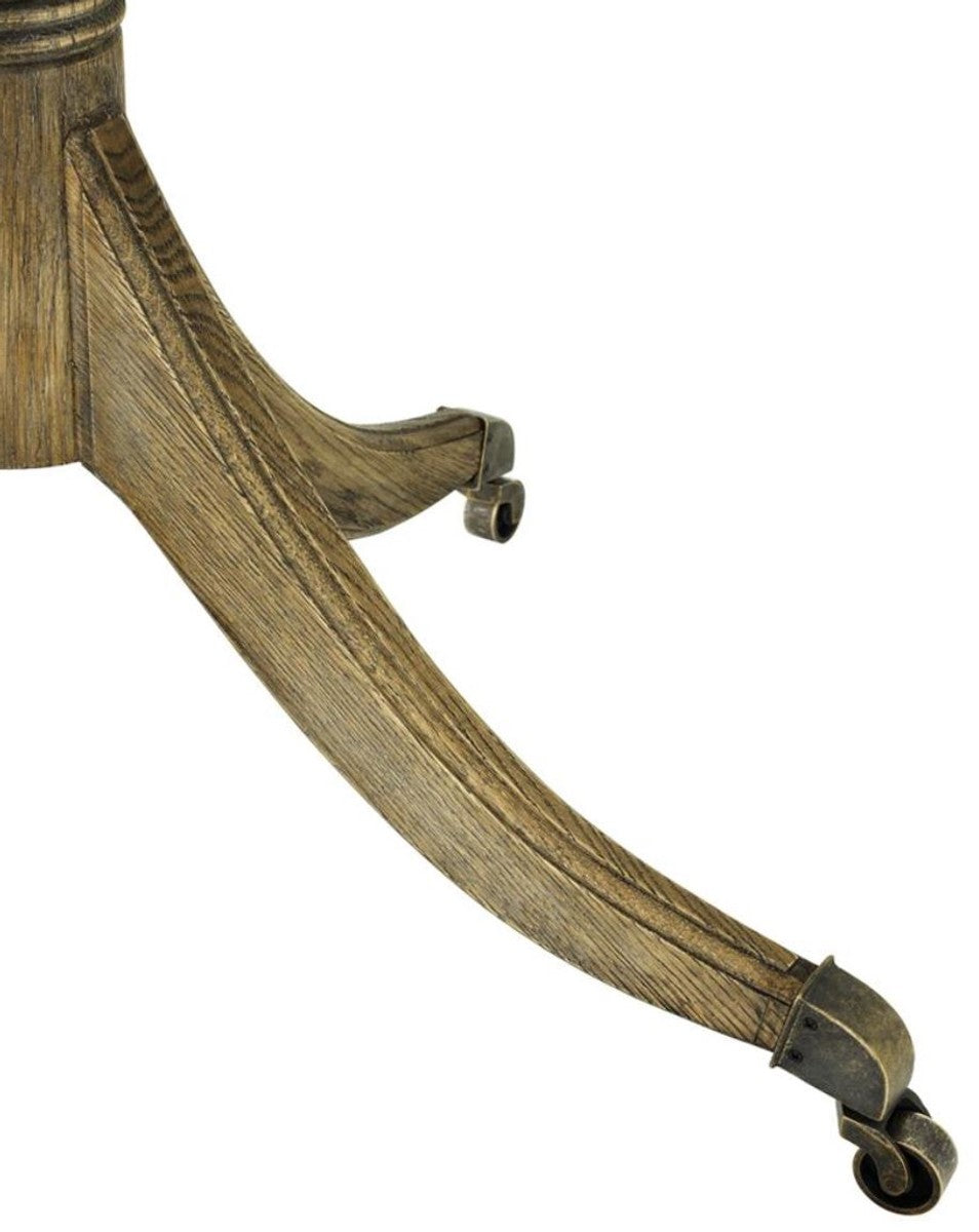 Luxus Wohnzimmer Beistelltisch Naturfarben / Messing Ø 80 x H. 74 cm - Wohnzimmermöbel