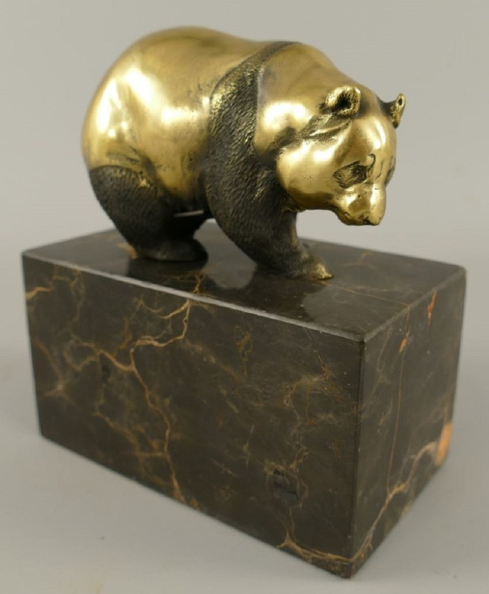 Bronze Skulptur Panda Bär Gold / Schwarz 13 x 7 x H. 15 cm - Bronzefigur - Dekofigur - Schreibtisch Deko Accessoires