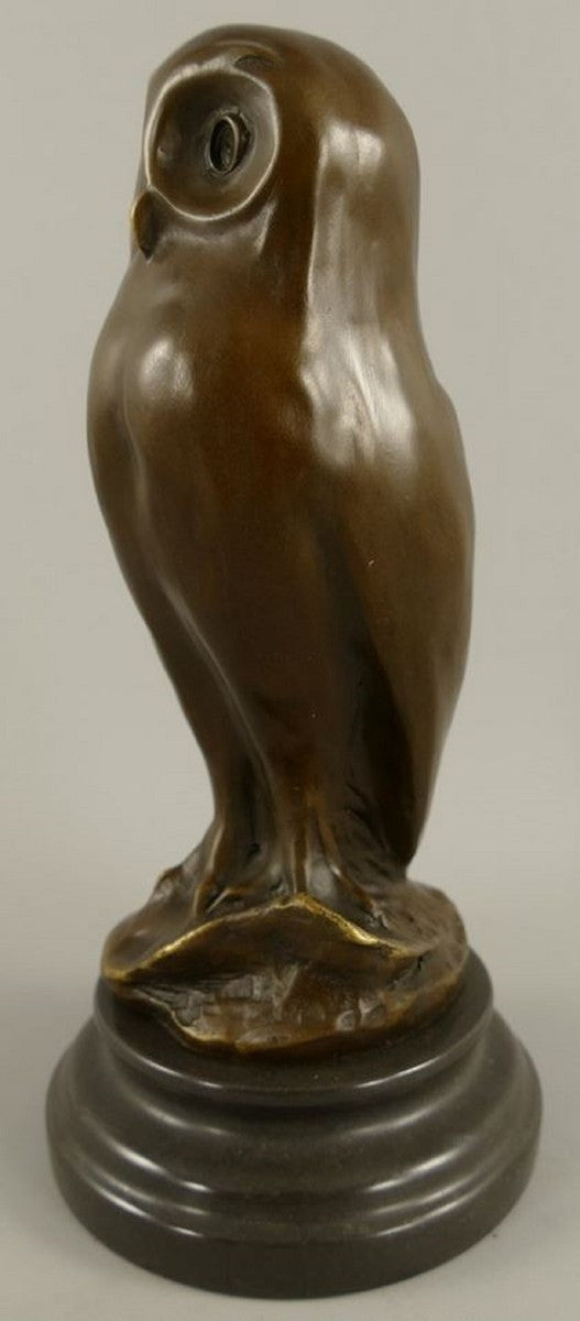 Bronze Skulptur Eule Bronzefarben / Schwarz 12 x 12 x H. 26 cm - Bronzefigur - Dekofigur - Schreibtisch Deko Accessoires
