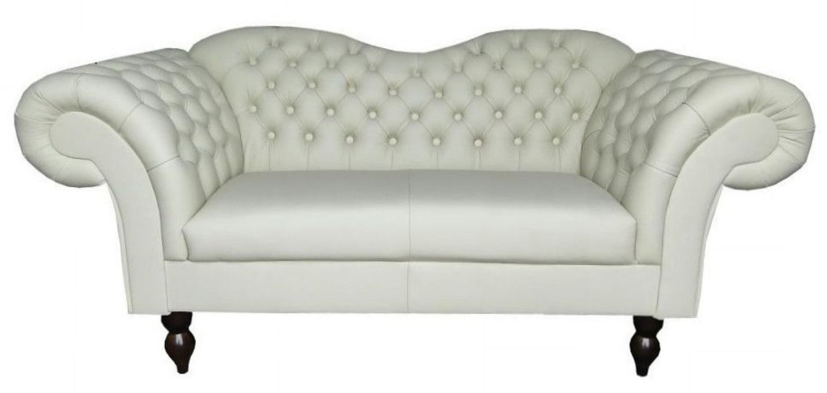 Chesterfield 2er Sofa Venedig - Echt Leder Weiß