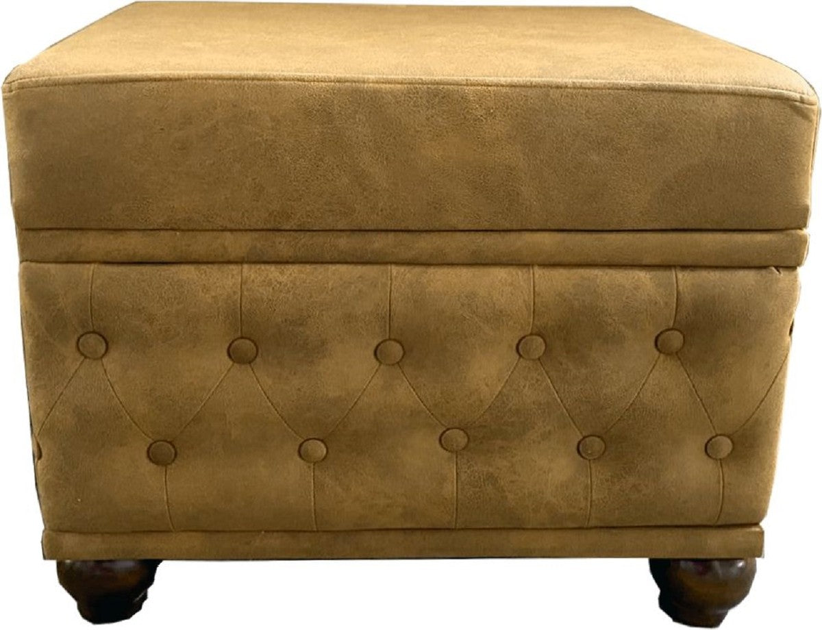 Chesterfield Hocker Antik Braun 60 x 46 x H. 45 cm - Sitzhocker - Fußhocker - Chesterfield Wohnzimmer Möbel