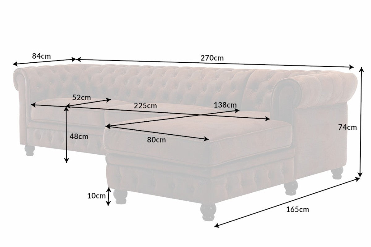 Chesterfield Ecksofa Rechts Antik Braun - Microfaser Wohnzimmer Sofa - Chesterfield Wohnzimmer Möbel