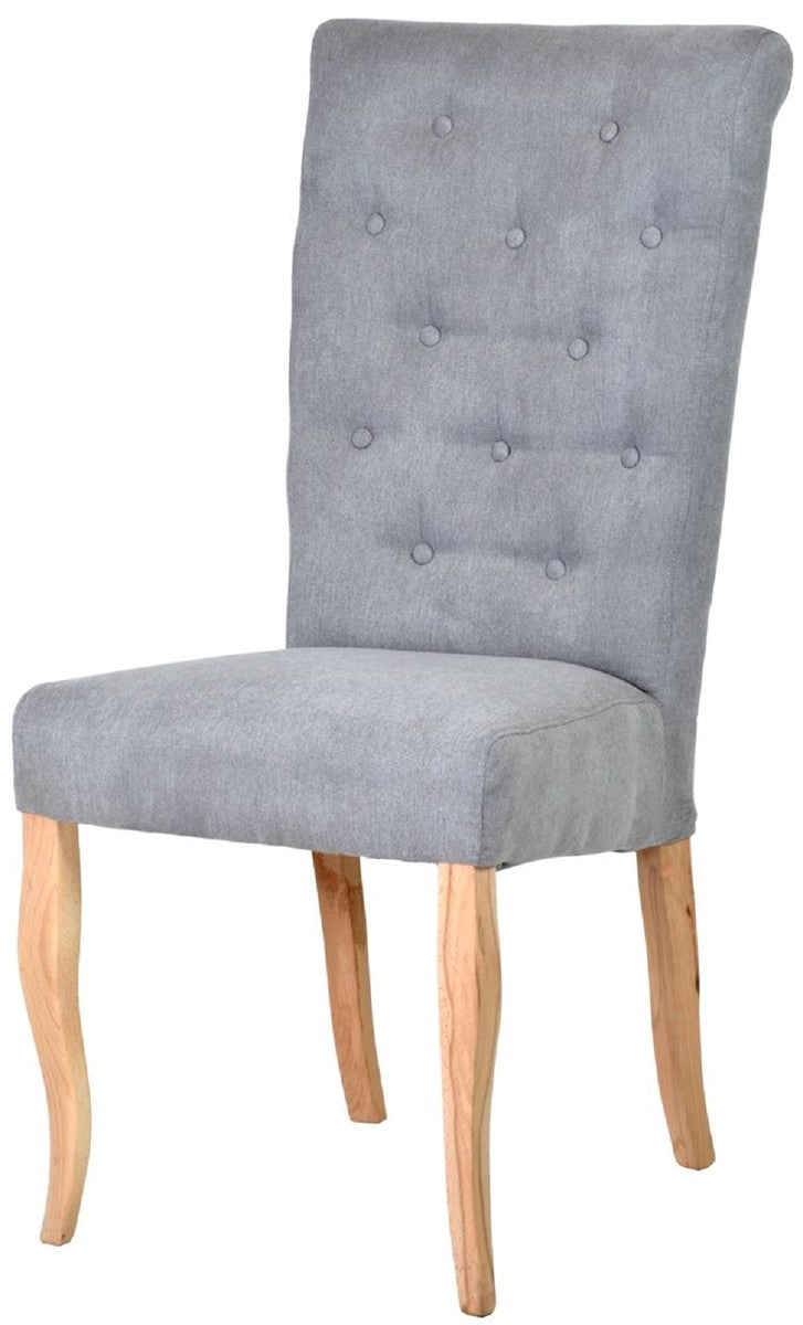 Chesterfield Neo Barock Esszimmer Stuhl 4er Set Grau / Naturfarben - Küchenstühle Set - Esszimmer Möbel - Chesterfield Möbel - Neo Barock Möbel