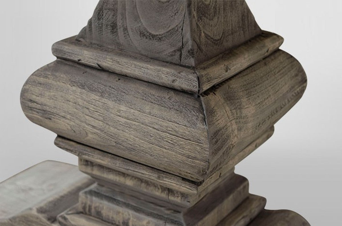 Landhaus Couchtisch Eiche Rustic Grey 140 x 80 cm- Barock Stil Salon Wohnzimmer Tisch Eiche Massiv