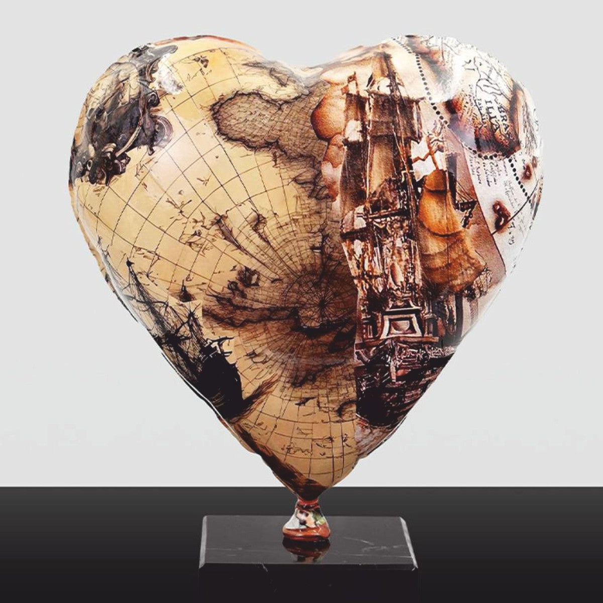 Deko Luftballon in Herzform Beige / Braun H. 30 cm - Wohnzimmer Deko