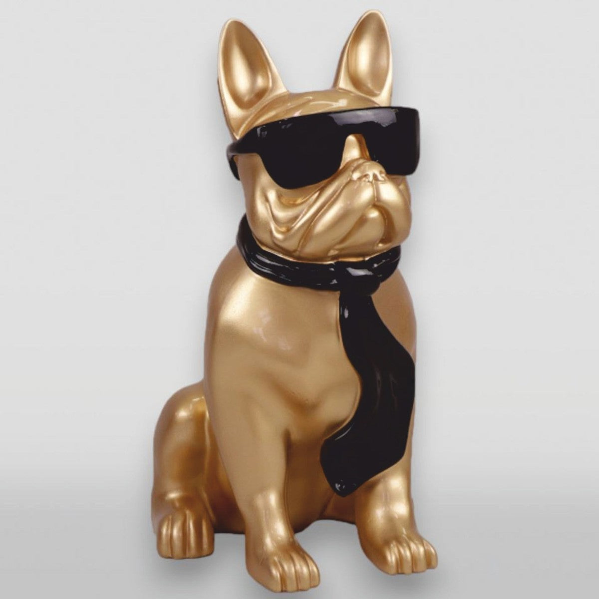 XXL Deko Skulptur Bulldogge Gold / Schwarz H. 120 cm - Garten Figur