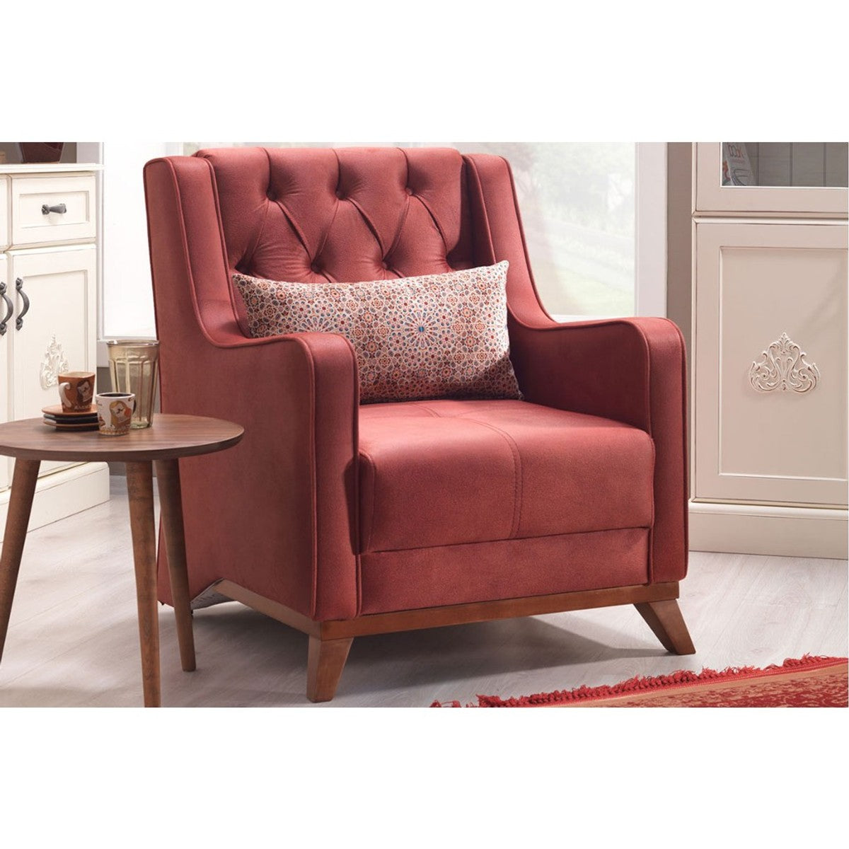 Designer Bergere Sessel Berlin Ocker-Rot - Hotel Möbel