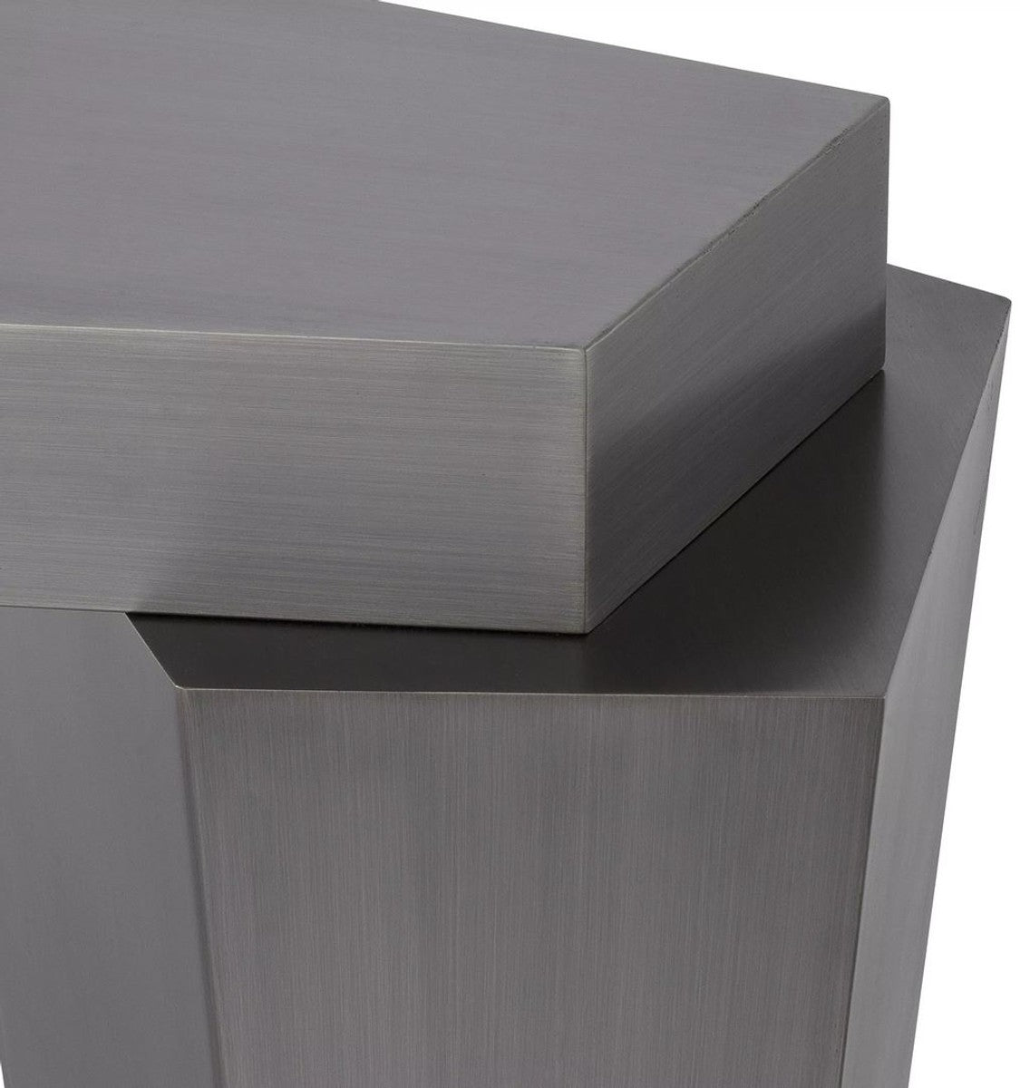 Designer Couchtisch Grau 72 x 50 x H. 60 cm - Wohnzimmertisch mit gebürsteter Oberfläche - Wohnzimmer Möbel - Luxus Qualität