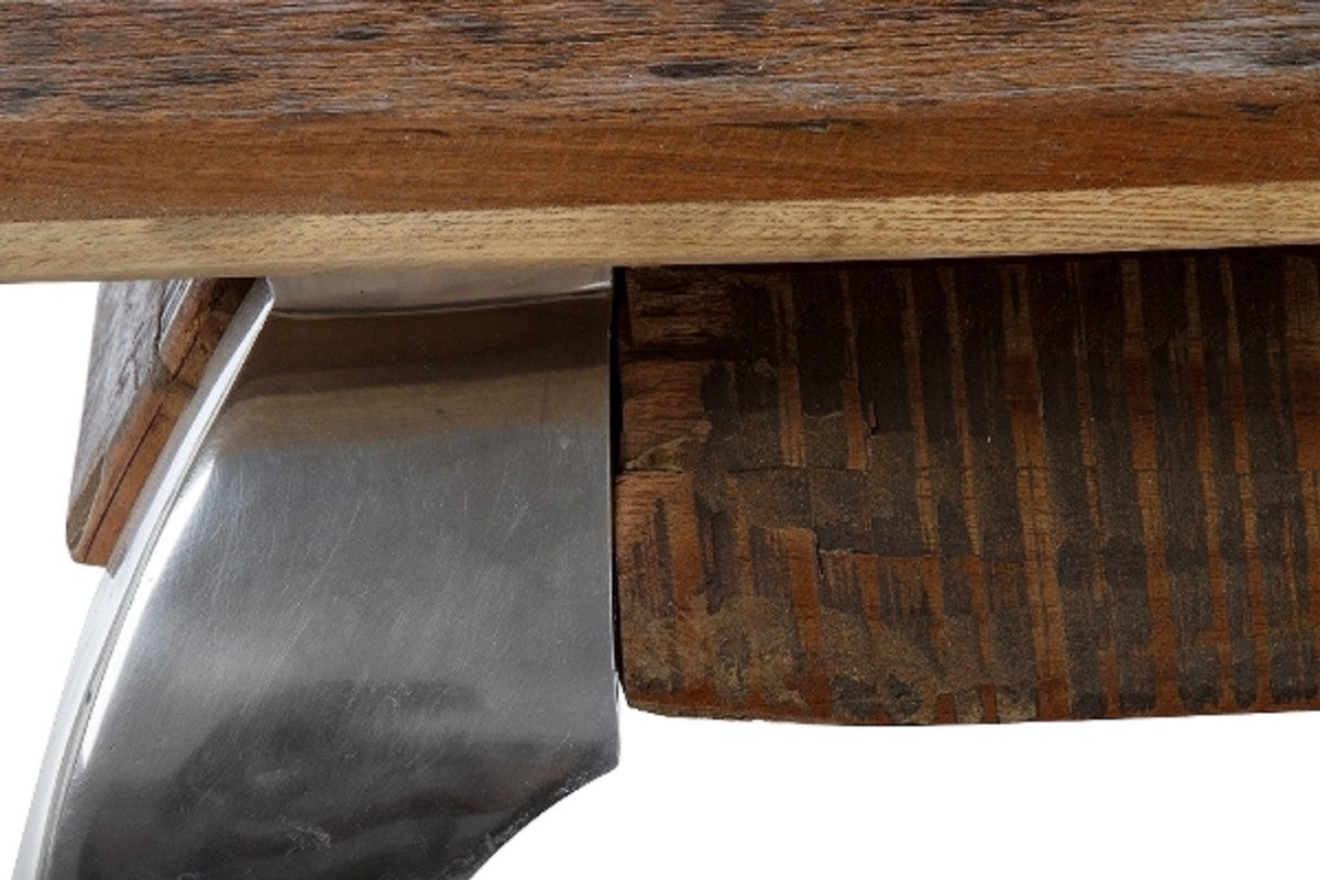 Designer Couchtisch Braun / Silber 100 x 100 x H. 40 cm - Luxus Wohnzimmermöbel