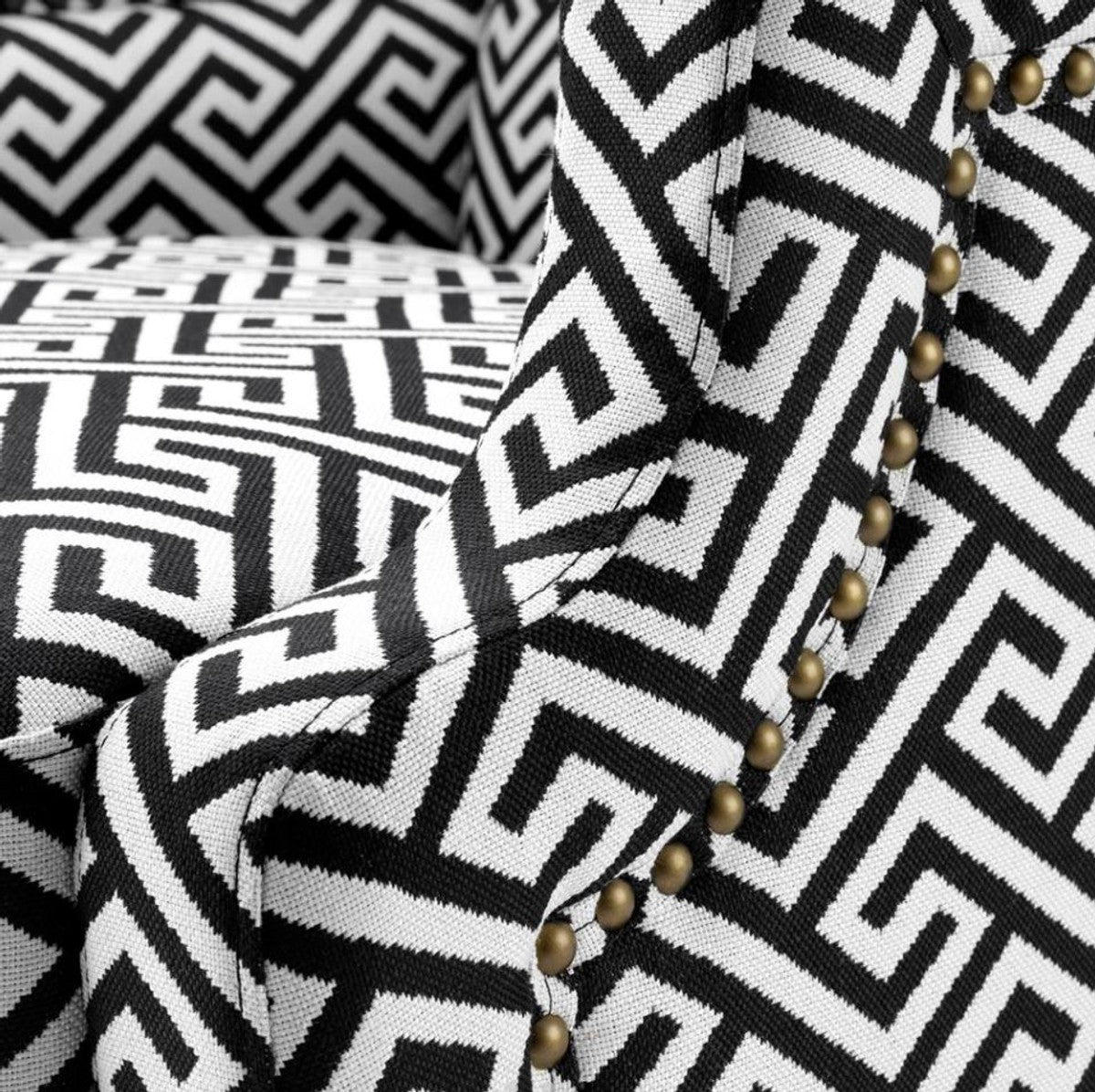 Designer Sessel Schwarz / Weiß - Luxus Ohrensessel