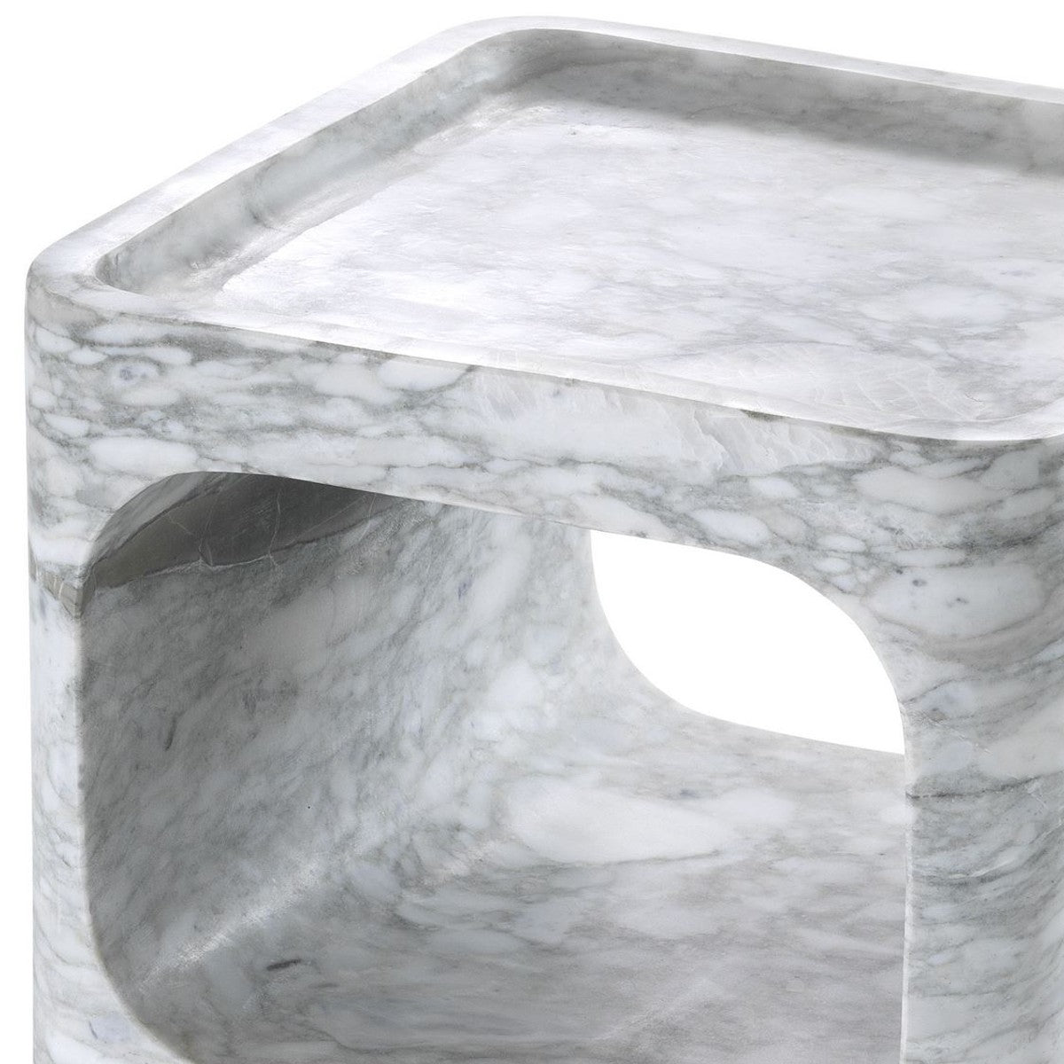 Designer Marmor Beistelltisch Weiß 28 x 28 x H. 55 cm - Wohnzimmermöbel - Designer Möbel
