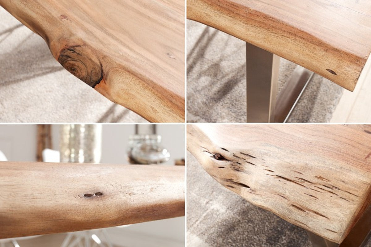Designer Massivholz Esstisch Natur - Akazie - 200 x 100 x H.80 cm - Aus massivem Akazienholz
